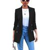 Minetom Donna Manica Lunga Colletto Cappotto Elegante Ufficio Business Blazer Top Gilet Corto OL Carriera Tailleur Giacca Nero 48