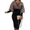 ORANDESIGNE Vestito Donna Stile Retro Vintage Midi Curvy Casual Abito da Cerimonia Cocktail Vestiti per Lavoro Ufficio Vestitino Aderente Sexy Gonna Tubino Elastica Banchetto Sera Festa a 02 3XL