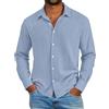 Onsoyours Camicia Uomo Manica Lunga Casual con Bottoni Tinta Unita Elegante Camicie Leggere Regular Fit Spiaggi Shirts A Azzurro S