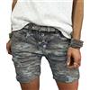 ORANDESIGNE Shorts Donna Jeans Pantaloni Short Camuffare Vita Alta Casual Estate Elastico in Vita Denim Ginocchio Pantaloncini Corti Bermuda Hot Pants con Tasche 01 Grigio XXL