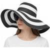 Upstore 1 PZ Donna Lady Grils Bianco+Nero A Righe Pieghevole Beachwear Wide Big Brim Elegante Cappello Da Sole Estate Spiaggia Cappello di Paglia UPF 50+
