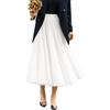 ORANDESIGNE Gonna Elegante Donna Cerimonia Curvy Tulle Vita Alta A Pieghe al Ginocchio Larga Gonne Svasate Midi Elastico in Vita Vestiti Swing Festa Gonnellone Bianco XL