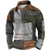 Generisch Maglione da uomo senza cappuccio, felpa da uomo, oversize, maglione patchwork, con mezza zip, maglione invernale retrò, comodo maglione da lavoro, leggero e casual, verde, XXL