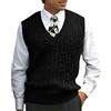 ORANDESIGNE Pullover Smanicato Uomo Maglieria Invernale Eleganti Maglioni Gilet Senza Maniche Casual Maglia Maglione Scollo A V Maglioncino Blu XXL