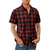 Onsoyours Camicia da Uomo Casual Scozzese Camicia a Quadri con Maniche Corte Slim Fit Top Camice Uomo Estate Stile Elegante e Classico da Uomo Cerimonia Business B Rosso S