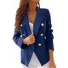 Onsoyours Donna Manica Lunga Colletto Cappotto Elegante Ufficio Business Blazer Top Gilet Corto OL Carriera Tailleur Giacca con Pulsante A Marina M