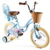 RULLY Bicicletta per bambini da 14 pollici, con ruote di supporto, cestino e sedile per bambole, sedile regolabile, bicicletta per bambini dai 3 ai 5 anni, viola