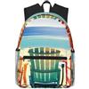 OAZCVBNN Scena della spiaggia con sedie stampa zaino casual leggero impermeabile viaggio quotidiano escursionismo weekend fughe