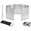 Abiyou 16 Piatti Parabrezza Pieghevole in Alluminio, Parabrezza Campeggio Invia Tubo di Soffiaggio Telescopico, Pieghevole Vento Scudo, Fornello Portabile Parabrezza, per Esterni, Escursioni, Barbecue