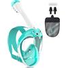 BBLTIFF Maschera Snorkeling Integrale, Maschera Subacquea Bambini, Maschera da Snorkeling con Vista Panoramica a 180°, Anti Appannamento Maschere da Immersione per Bambini dai 4-12 Anni (XS, Verde)