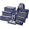 BillyBath Set di organizer per valigie, 8 in 1, organizer da viaggio, per vestiti, scarpe, cosmetici, colore blu scuro