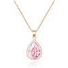 Linawe Collana rosa da donna, collane con ciondolo rosa, catenina portafortuna con diamante, catenina con ciondolo in cristallo, collana da donna in oro rosa, set di gioielli