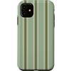 Angela Dow Designs Custodia per iPhone 11 Strisce verdi salvia - design moderno a righe verticali