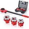 VEVOR Kit Filettatrice Manuale per Tubi a Cricchetto con 3 Filiere, 1/2", 3/4", 1" BSPT, Filettatrice Manuale per Tubi, Impugnatura Comoda, con Valigetta per Installazione e Riparazione Idraulica