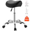 VEVOR Sgabello a Sella con Ruote per Salone, Sedile Ergonomico Portata Massima 226,8 kg, Altezza Regolabile, in Similpelle, Sgabello Girevole a 360° con Ruote, Colore Nero, per Bar e Centri Massaggi