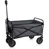 CAMP ACTIVE Carrello Spiaggia - Carrello con Ruote Portatutto 70kg - Carrello da Spiaggia Camping - Carrello Pieghevole con Ruote - Carrello da Giardino con 4 Ruote 82 x 52 x 63 cm - Negro