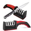 TechnoLegend Affilacoltelli per coltelli da cucina, in acciaio inox, 4 in 1, kit di affilatura per coltelli ergonomico, facile da usare, con 4 stadi, nero