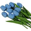 EasyByMall Tulipani realistici in seta, confezione da 10 per composizioni decorative in matrimoni e salotti (33 cm, azzurro)