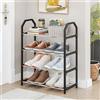 EasyByMall Scarpiera a 4 ripiani, in metallo, scarpiera stretta, impilabile, piccola scarpiera per armadio, corridoio, camera da letto (nero)