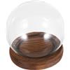 Artibetter Cupola Espositiva in Vetro Trasparente Con Base in Legno Antico 3.9 Pollici - Copertura Protettiva Per Fiori Conservati Espositore Bouquet Sposa E Decorazioni Casa Eleganti