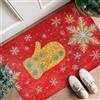 Generic Tappeto runner a forma di guanto natalizio, con fiocco di neve scintillante, rosso, a pelo basso, in spugna, per cucina, comodino, ingresso e corridoio, 6 x 0,9 m