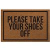 Plancholo Tappetino per ingresso con scritta Please Take Your Shoes Off Entrance, tappetino di benvenuto per esterni e interni, raschietto per scarpe, lavabile in moquette, assorbe sporco e polvere, 50 x 40