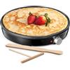 Yabano Crepes Maker, Pancake Maker Retro Ø 30 cm, con paletta e distributore di pasta, ferro crepes per crepes dolci e salate galette, Crepesmaker