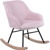 BAKAJI Poltrona Sedia a Dondolo Relax Casa Rivestimento in Tessuto Struttura Legno Imbottita Piedi in Metallo Base Dondonlante Legno Dimensione 60 x 78 x 78 cm Design Moderno Scandinavo (Rosa)