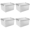 SUNWARE perfectly organised Sunware Comfort Line scatole in plastica con coperchio 22L - 40x30x26cm - set da 4 - contenitori in plastica con coperchio trasparenti impilabili