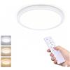 Carehabi Plafoniera LED Soffitto, Plafoniera Soffitto Dimmerabile Piatta con Telecomando, 3000 K-6500 K, CRI ≥ 80 IP54 Impermeabile, 24W/ 2160LM, Lampada Super Sottile per Soggiorno, Bagno