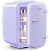 YASHE Mini frigo da camera, 4L frigorifero piccolo per la cura della pelle, 220V CA/12V CC, termoelettrico e scaldino per bevande, ufficio, dormitorio, auto, Viola