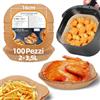HONYAO 16x16 cm Fogli di Carta Forno per Friggitrice ad Aria 2-3,5 L,100 Pezzi Antiaderente Usa e Getta Pergamena Liner Accessori per Air Fryer - Quadrato