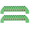 TopHomer 2Pcs Barra di Terra Terminale 10 Posizioni in Ottone con Viti a Testa Terminale Blocco di Distribuzione di Terra a Striscia con Guscio Verde per Distribuzione Elettrica