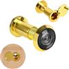 Funnytek Spioncino per porta in ottone con protezione da sguardi indiscreti grandangolare 220°, lenti ottiche in vetro, diametro 16 mm, spioncino in ottone con trapano, lunghezza regolabile per porte di 35-60