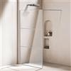 Peviasot Doccia Walk-In 120x200 cm Argento, 3-Segmenti Telaio Completo, Vetro ESG 5 mm con Protezione Anti-Scheggiatura, Montaggio a Sinistra/Destra, Supporto Stabile con Barra