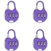 Supertool Confezione da 4 lucchetti con combinazione a 3 cifre, per bagagli da viaggio, con codici per armadietti, armadietti, valigie (viola)