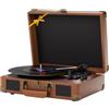 OEM Giravite in vinile, trasmissione a cinghia a 3 velocità, tecnologia antivibrazione, 2 altoparlanti stereo integrati, marrone scuro