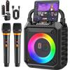 OEM Macchina per karaoke, microfoni wireless doppi, compatibilità Bluetooth, potenza altoparlanti 20 W, durata batteria fino a 12 ore, illuminazione LED