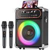 OEM Macchina per karaoke, 2 microfoni wireless, Bluetooth 5.3, batteria da 4500 mAh, 10 x 5,5 x 13,3 pollici, suono surround a 360°