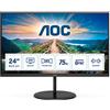 AOC Monitor Q24V4EA 24 pollici 2560x1440, WQHD, 75Hz, IPS Panel, 4ms GtG, Speakers, (HDMI1x 1.4 DP 1x 1.2), Nero