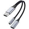 AXFEE Adattatore USB Type-C Connettore Jack da 3,5mm, 2 in 1 Adattatore USB C a Jack, Cavo Cavo USB C a Dongle Audio Aux per Cuffie Stereo, Compatibile Con Huawei Mate 10 PRO P30 Samsung Galaxy S21
