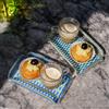 Vesta HAPPY COFFEE SET 2 TAZZINE E VASSOIETTO IN CRISTALLO ACRILICO DECORATO E VETRO ROSA