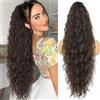 PORSMEER Coda di cavallo da donna con fermaglio, lunga ondulata e riccia, extension per capelli con clip, per donna, 70 cm (marrone scuro)