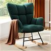 Salutmeuble Poltrona a dondolo con cuscino morbido, poltrona allattamento per soggiorno, comode poltrone imbottite con schienale alto, struttura in metallo resistente, capacità di carico di 115 kg (Verde)
