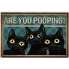 SUPERDANT Insegne Metallo con Gatto Nero per Il Bagno Stai Facendo La Cacca Cartello In Latta Gatto Poster per Il Bagno Arte Murale Per Soggiorno Bar Caffè Pub 30x20cm