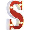 DUBENS - Luci LED con numero illuminato, luci notturne creative, luci a LED, lettere dell'alfabeto inglese, numeri, alfabeto, luci decorative, funzionamento a batteria, S