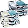 Sutowe 6 sacchetti portaoggetti trasparenti 40 x 30 x 10 cm, scatola portaoggetti sotto letto pieghevole con maniglie, borsa portaoggetti in PVC con chiusura a cerniera per demenagement, coperte, giocattoli