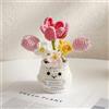 Tidelit Bouquet di tulipani lavorato a maglia fatto a mano all'uncinetto, creativo con piante in vaso, mini decorazioni per la casa, per la scrivania, regalo di compleanno per amici, amanti, compagni