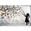 SUPERDANT Cartelli In Metallo con Farfalle e Graffiti di Banksy Segno In Latta con Ragazza di Strada di Banksy Targa In Metallo Vintage Arte Murale Astratta Decorazione Retrò Divertente Da 30x20cm