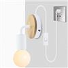 Mengjay Lampada da Parete Vintage Applique in Metallo e Legno E27 Retro Industriale Interni Illuminazione da Parete per Soggiorno, Camera da letto, Corridoio(Con interruttore) (Bianco)